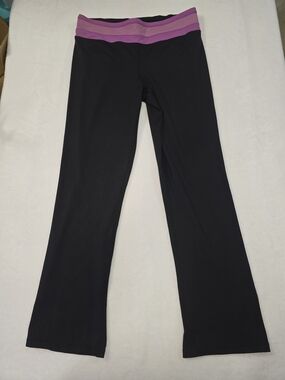 Tangerine Black Leggings with Purple Trim